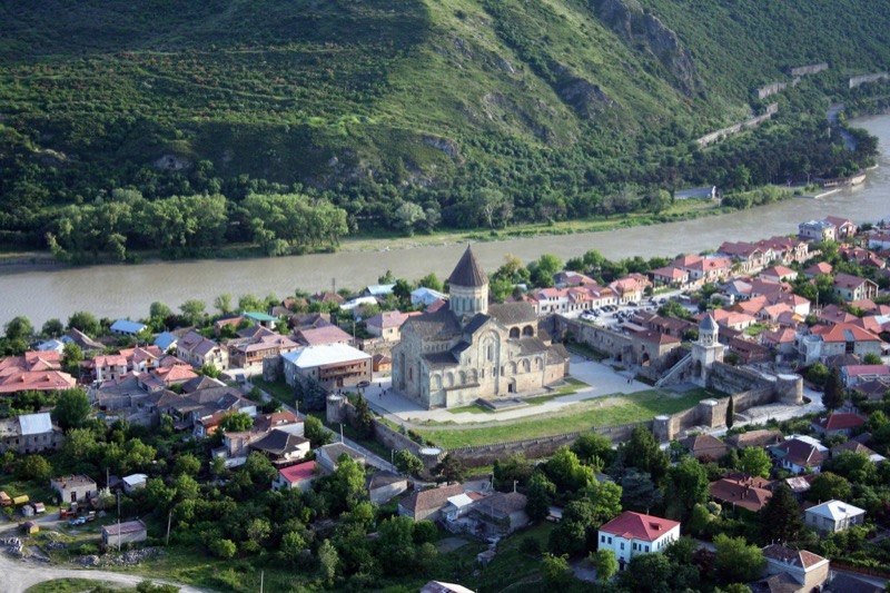 Mtskheta where two rivers meet, seen from Jvari monastery